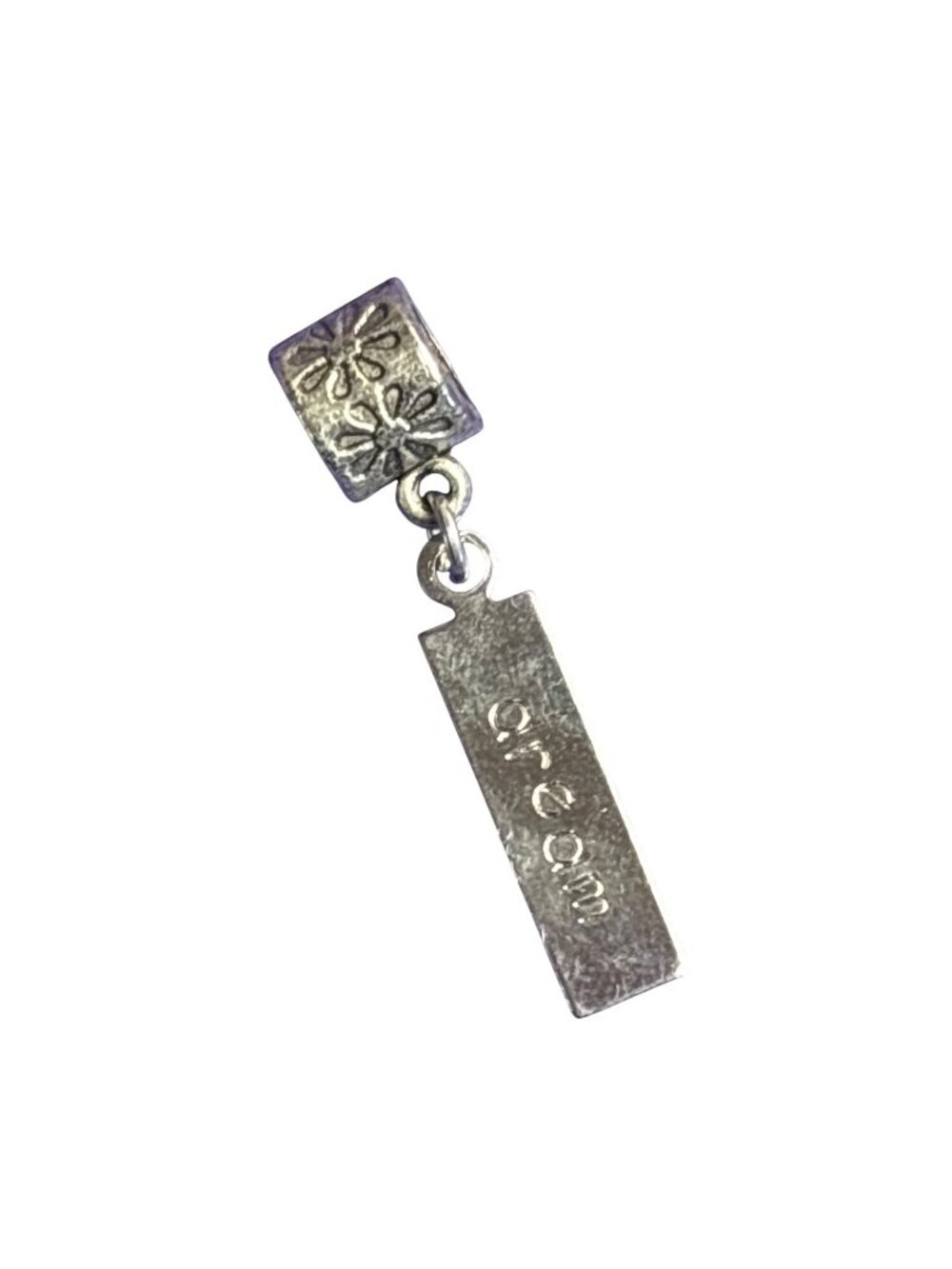 Silvertone Dream Bead Charm Floral 1 inch